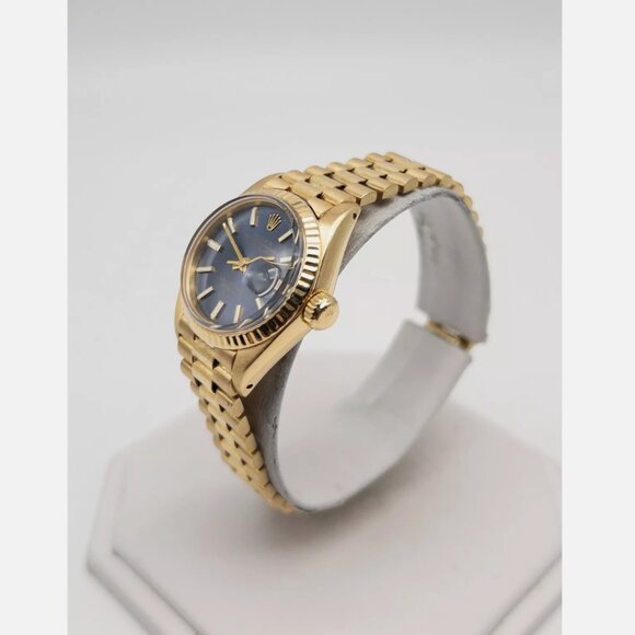 ROLEX DATEJUST PRESIDENT 18k Yellow Gold BLUE DIAL Ladies Watch main image 6